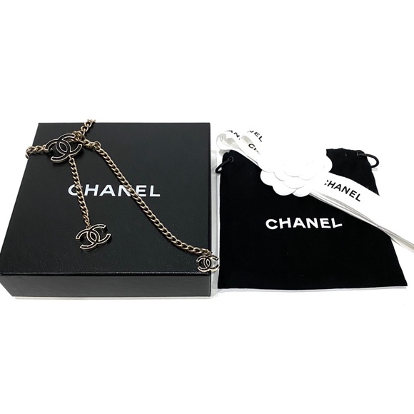 ❌SOLD❌VINTAGE CHANEL Black Gold  CC Logo Necklace - Picture 7 of 12